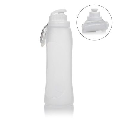 Faltbare 500-ml-Rollflasche aus lebensmittelechtem Silikon. Mit Karabiner DMAG0139CT3