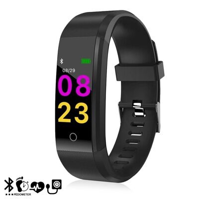 ID115 smart bracelet with heart rate monitor, blood pressure and notifications for iOS and Android DMZ097BK
