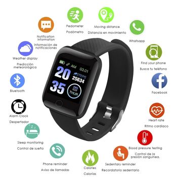 Bracelet intelligent ID116 Bluetooth 4.0 écran couleur, moniteur de fréquence cardiaque, pouls et mode multisport DMAB0248C50 3