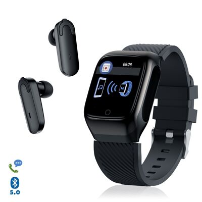 Bracelet intelligent S300 avec écouteurs Bluetooth TWS intégrés, moniteur de fréquence cardiaque et tension artérielle DMAC0110C00
