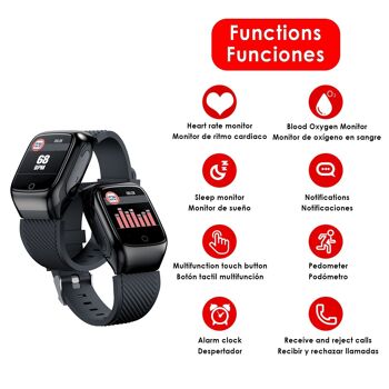 Bracelet intelligent S300 avec écouteurs Bluetooth TWS intégrés, moniteur de fréquence cardiaque et tension artérielle DMAC0110C00 2