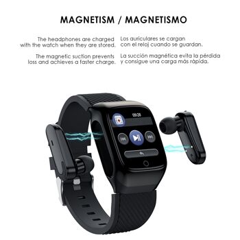 Bracelet intelligent S300 avec écouteurs Bluetooth TWS intégrés, moniteur de fréquence cardiaque et tension artérielle DMAC0110C00 4