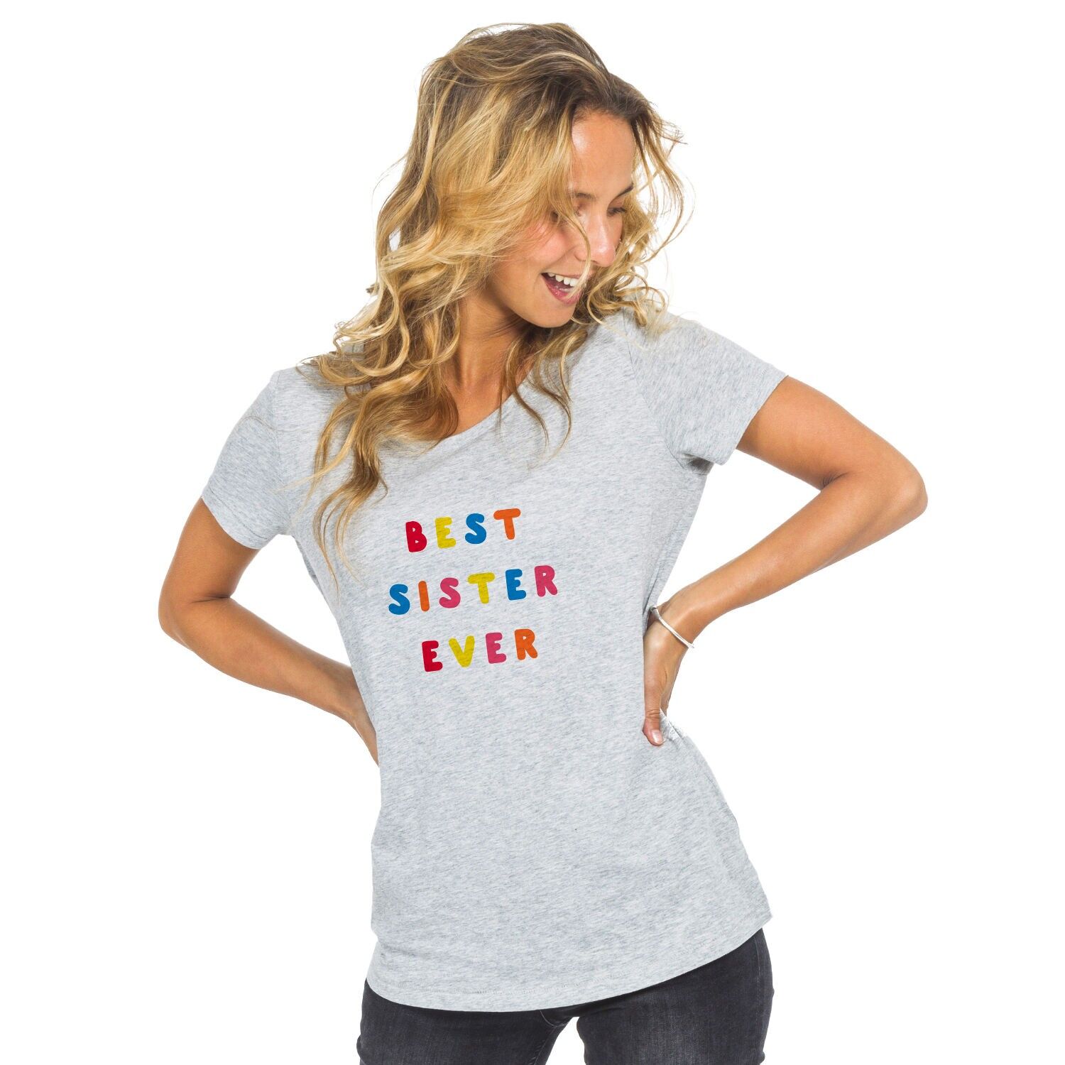 WAF BEST SISTER EVER FARBIGES WAFER GREY TSHIRT