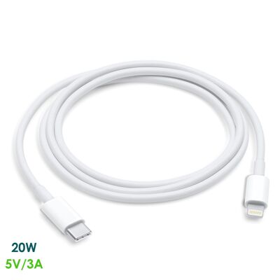 Data and charging cable Type C to Lightning 8 pins (male). Fast charge, 3A, 20W, 1 meter. DMAD0152C01