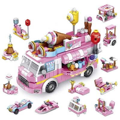 Ice Cream Truck 12 in 1, with 533 pieces. Build 12 individual models with 2 shapes each. DMAK0300C91