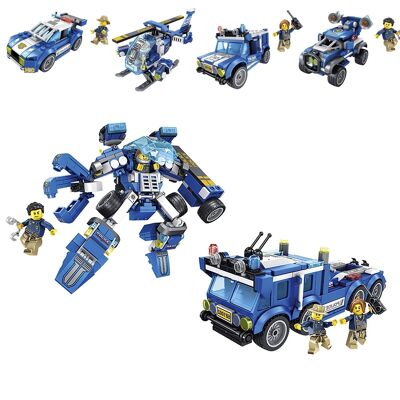 2-in-1 police truck and robot, 311 pieces. Build 4 individual mini models or 2 medium models. DMAK0468C30