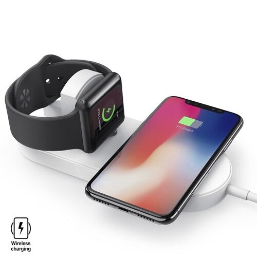 Cargador inalámbrico Qi compatible con carga rápida Fast Charge para iPhone, Samsung, Smartphones e iWatch DMAB0179C01