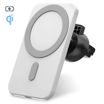 Cargador inalámbrico Qi para coche, con soporte magnético de rejilla. Compatible con iPhone 12. Conexión Tipo C. DMAF0035C01