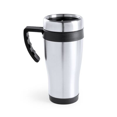 Carson 450ml stainless steel mug with a glossy finish body and matching accessories. DMAG0110C00