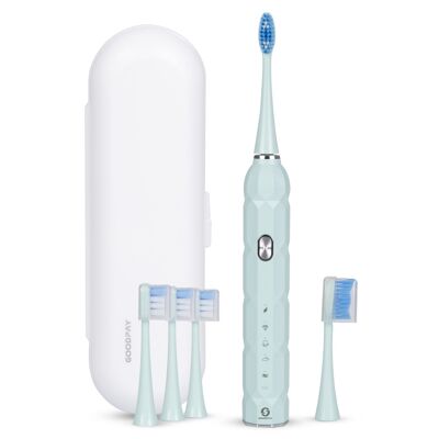 ET04 sonic electric toothbrush, with 5 brushing modes. Includes 5 heads and carrying case. DMAF0076C22