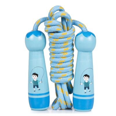 Children's wooden jump rope with a nice design of a boy jumping. 300cm rope. DMAH0065C31