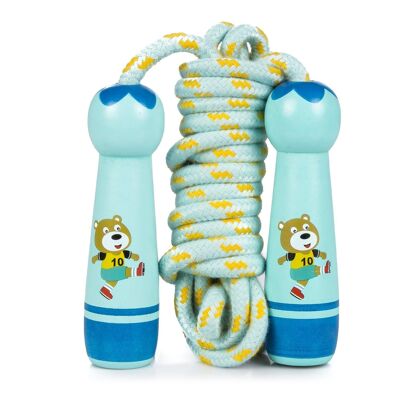 Hölzernes Springseil für Kinder mit einem hübschen springenden Bären-Design. 300cm Seil. DMAH0065C30