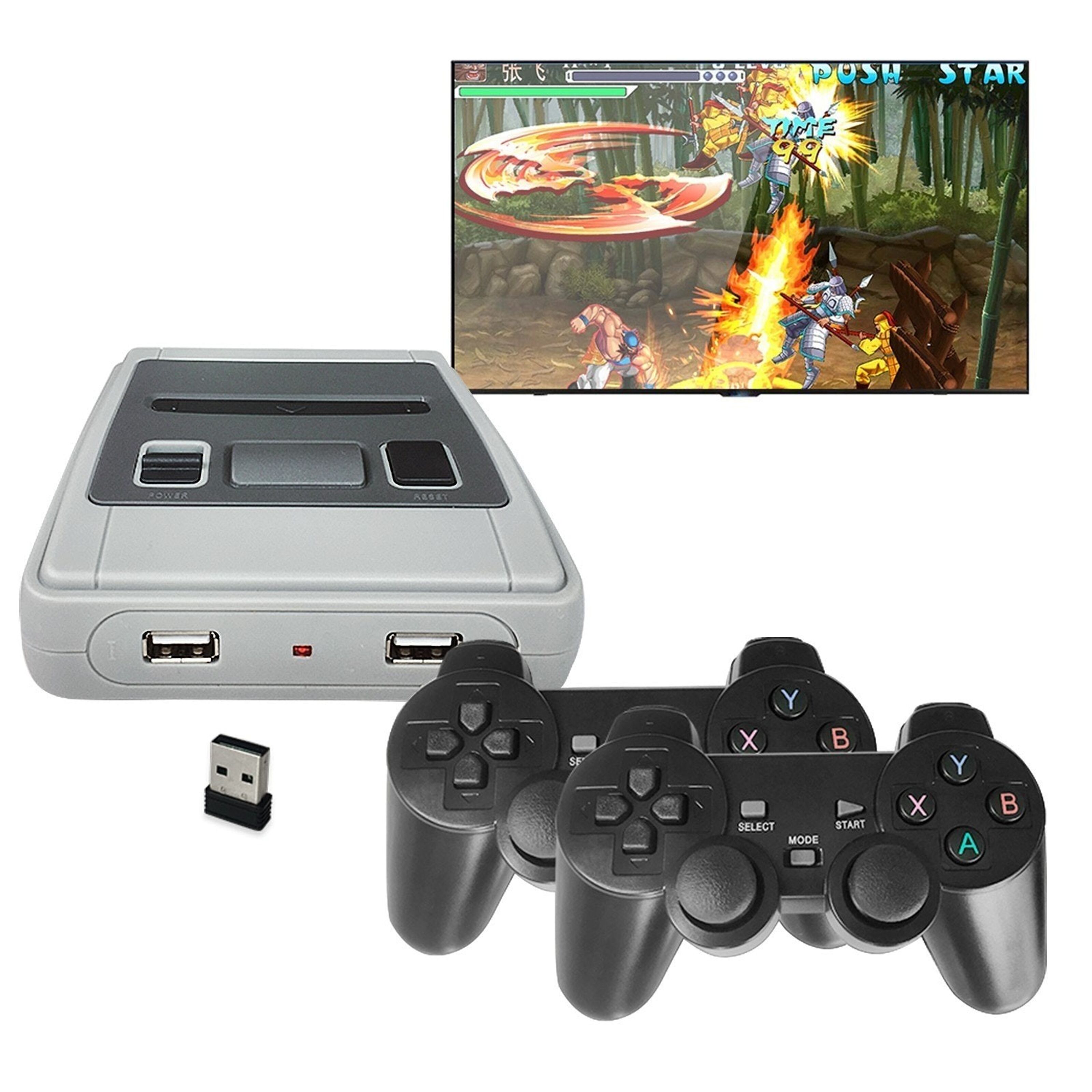 Consola de videojuegos retro Full HD1080P, con 2 mandos inalámbricos.  Incluye 620 juegos clásicos de 8 bits.