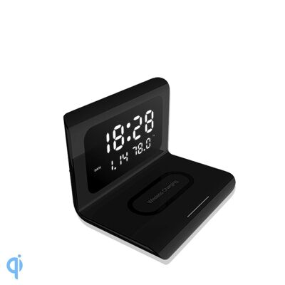 Alarm clock with fast charging Qi wireless charger, temperature and date DMAD0048C00