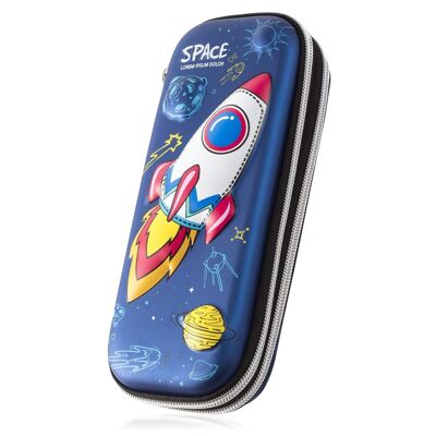 2-story carrying case, with double zipper. 3D Rocket design. DMAH0054C32