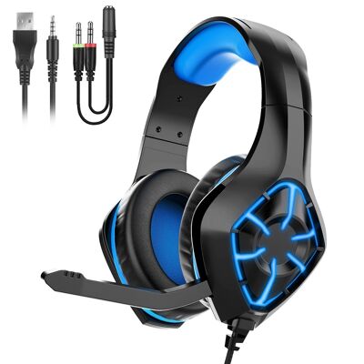 Headset GS1000 4 PREMIUM-RGB-Leuchten. Gaming-Kopfhörer mit Mikrofon, Miniklinken-Anschluss für PC, Laptop, PS4, Xbox One, Handy, Tablet. DMAL0032C30