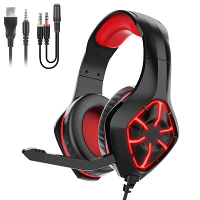 Headset GS1000 4 PREMIUM-RGB-Leuchten. Gaming-Kopfhörer mit Mikrofon, Miniklinken-Anschluss für PC, Laptop, PS4, Xbox One, Handy, Tablet. DMAL0032C50