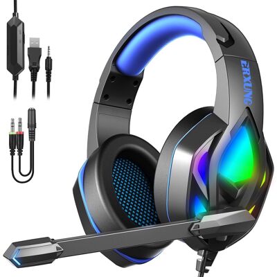 Headset H1003 Ultraflexible Premium .10 FULL RGB-Leuchten. Gaming-Kopfhörer mit Mikrofon, Miniklinken-Anschluss für PC, Laptop, PS4, Xbox One, Handy, Tablet. DMAL0035C30