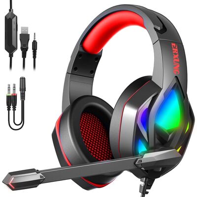 Headset H1003 Ultra-Flexible Premium .10 FULL RGB lights. Gaming headphones with microphone, minijack connection for PC, laptop, PS4, Xbox One, mobile, tablet. DMAL0035C50