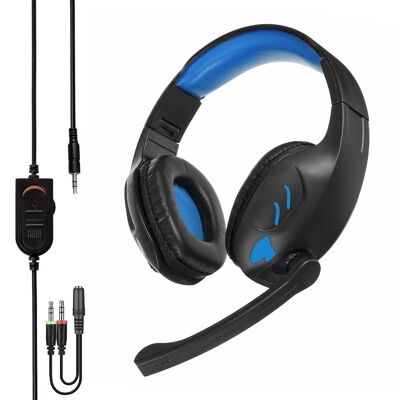 Headset IN-968. Gaming headphones with microphone, minijack connection and LED lights, for PS4, smartphone, tablet, PC, etc. DMAN0144C0030