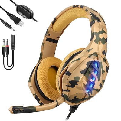 J1 Ultra-Flexible Premium headset with 15 full RB led. Gaming headphones with microphone, minijack connection for PC, laptop, PS4, Xbox One, mobile, tablet. Microphone cancellation. DMAL0039C61