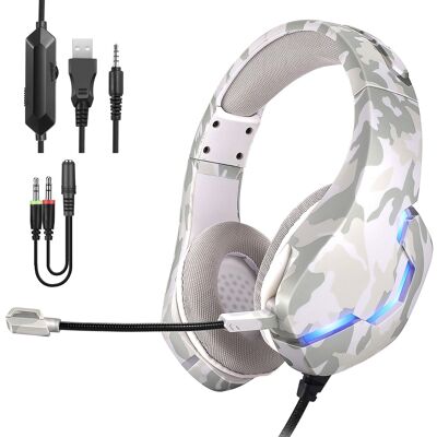 J10 Ultraflexibles Premium-Headset .13 VOLLSTÄNDIGE RGB-Leuchten. Gaming-Kopfhörer mit Mikrofon, Miniklinken-Anschluss für PC, Laptop, PS4, Xbox One, Handy, Tablet. DMAL0037C83