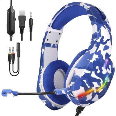 J10 Ultraflexibles Premium-Headset .13 VOLLSTÄNDIGE RGB-Leuchten. Gaming-Kopfhörer mit Mikrofon, Miniklinken-Anschluss für PC, Laptop, PS4, Xbox One, Handy, Tablet. DMAL0037CC1