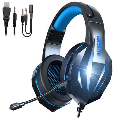 J20 Ultra-Flexible Premium Headset .7 FULL RGB lights. Gaming headphones with microphone, minijack connection for PC, laptop, PS4, Xbox One, mobile, tablet. DMAL0034C30