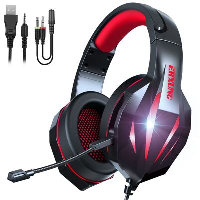 J5 Ultra-Flexible Premium Headset with lights. Gaming headphones with microphone, minijack connection for PC, laptop, PS4, Xbox One, mobile, tablet. DMAL0034C50