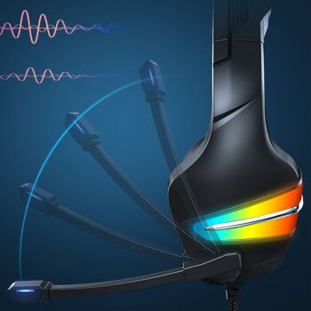 Casque J6 Ultra-Flexible Premium .11 FULL RGB lights. Casque de jeu avec microphone, connexion minijack pour PC, ordinateur portable, PS4, Xbox One, mobile, tablette. DMAL0036C30 3