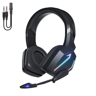 Headset SY820MV con luces led. Auriculares gaming con micro, conexión minijack para PC, portátil, PS4, Xbox One, móvil, tablet. DMAL0043C00