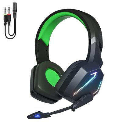 SY820MV headset with led lights. Gaming headphones with microphone, minijack connection for PC, laptop, PS4, Xbox One, mobile, tablet. DMAL0043C20