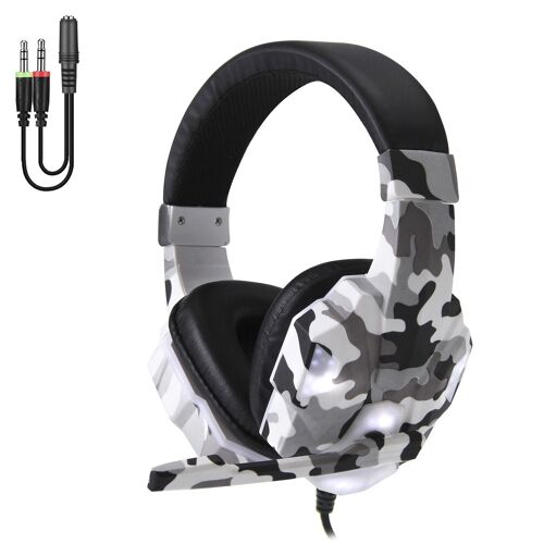 Headset SY830MV con luces led. Auriculares gaming con micro, conexión minijack para PC, portátil, PS4, Xbox One, móvil, tablet. Control de Volumen DMAL0041C83