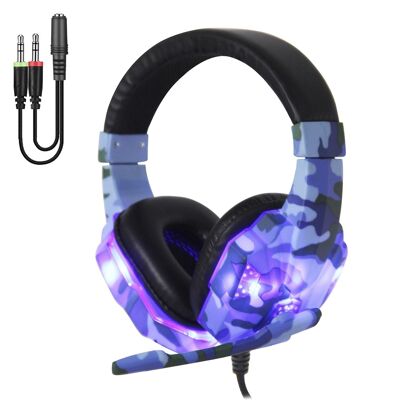 Headset SY830MV con luces led. Auriculares gaming con micro, conexión minijack para PC, portátil, PS4, Xbox One, móvil, tablet. Control de Volumen DMAL0041CC1