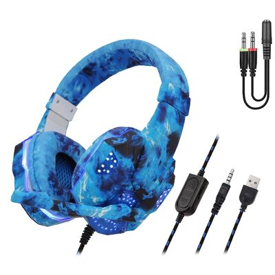 Headset SY830MV con luces led. Auriculares gaming con micro, conexión minijack para PC, portátil, PS4, Xbox One, móvil, tablet. Control de Volumen DMAL0042C30