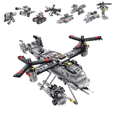 Transporter helicopter 8 in 1, with 703 pieces. Build 8 individual models with 3 shapes each. DMAK0280C04