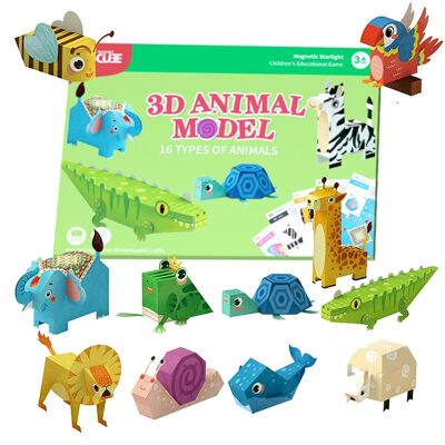 Kit manualidades 3D papel origami. Figuras animales. DMAL0028C20