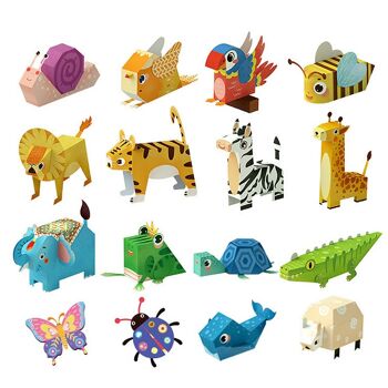 Kit de création d'origami en papier 3D. Figures d'animaux. DMAL0028C20 2