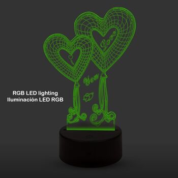 Lampe d'ambiance à effet 3D, design Love. Lumières RVB interchangeables, avec effets et télécommande. DMAF0058CT300 4
