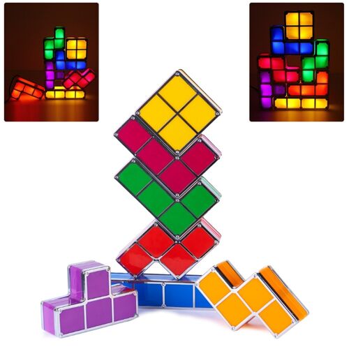 Lámpara retro Tetris LED multicolor. Junta las piezas y se iluminarán, crea formas libremente. DMAG0006C91