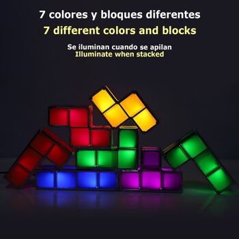 Lampe LED rétro Tetris multicolore. Assemblez les pièces et elles s'allumeront, créeront des formes librement. DMAG0006C91 2