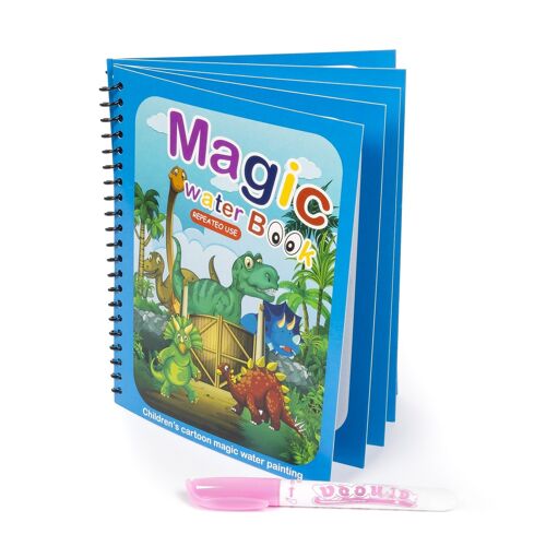 Libro para colorear al agua diseño dinosaurios. Pintura mágica para niños, reutilizable. Dibuja y pinta sin manchar. Incluye rotulador de agua. DMAH0166C35