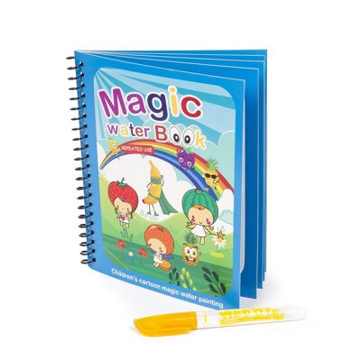 Water coloring book fruit design. Magic paint for children, reusable. Draw and paint without staining. Includes water marker. DMAH0166C33