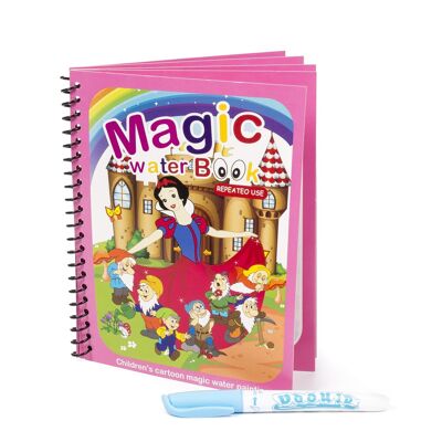 Water coloring book princess and dwarfs design. Magic paint for children, reusable. Draw and paint without staining. Includes water marker. DMAH0166C55