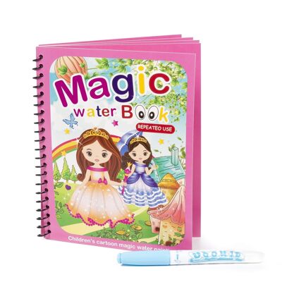 Principesse di disegno del libro da colorare dell'acqua. Vernice magica per bambini, riutilizzabile. Disegna e dipingi senza macchiare. Include pennarello ad acqua. DMAH0166C56