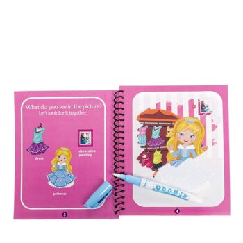 Princesses de conception de livre de coloriage de l'eau. Peinture magique pour enfants, réutilisable. Dessinez et peignez sans tacher. Comprend un marqueur d'eau. DMAH0166C56 2