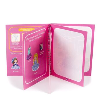 Princesses de conception de livre de coloriage de l'eau. Peinture magique pour enfants, réutilisable. Dessinez et peignez sans tacher. Comprend un marqueur d'eau. DMAH0166C56 3
