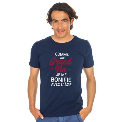 TSHIRT NAVY COME UN GRANDE VINO SONO BENE CON L'ETÀ WAF