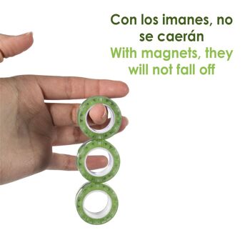 Magnetic Fidget Glow Rings, anneaux magnétiques, brillent dans le noir. Jouet anti-stress, anxiété, concentration. DMAG0044C15 2