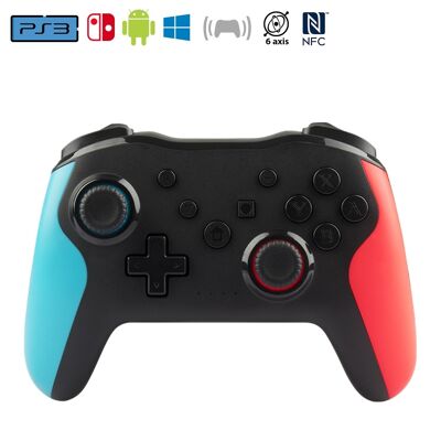 Wireless Bluetooth NFC PRO controller. TURBO functions, 6-axis gyroscope and vibration. Advanced features. Compatible with N-SWITCH, PS3, PC, Smartphones, etc. DMAL0070C00